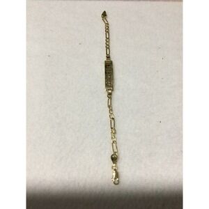 Laminated Gold Tone  ID Bracelet‎ Figaro Chain Infant Jewelry Christening Gift
